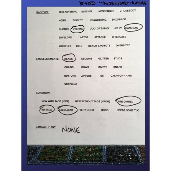 Arrow DESIGNS large pre-Owned vintage glass beaded evening bag handbag - Picture 8 of 8